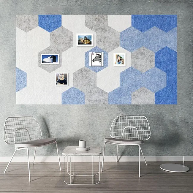 High Density Sound Proof Padding Wall Decorative Polyester Fiber Hexagon Acoustic Panels For Home Theatre