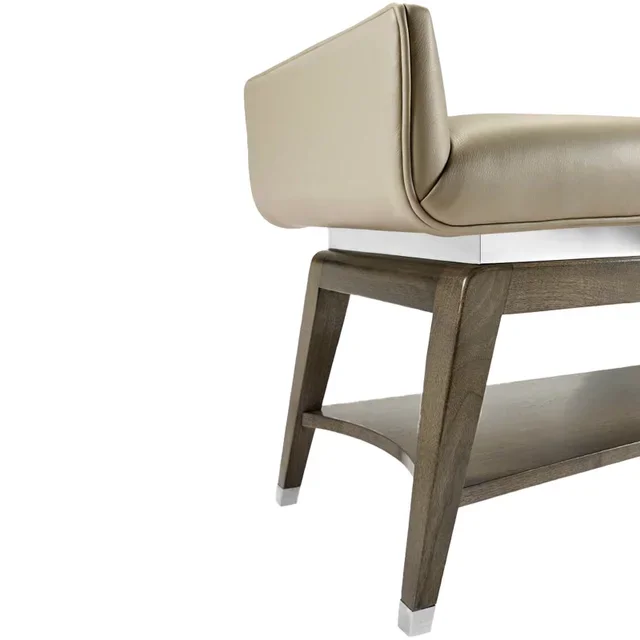 Luxury high quality Italia nordic modern style indoor leather bed bench for commercial hotel bedroom furniture bed stoo