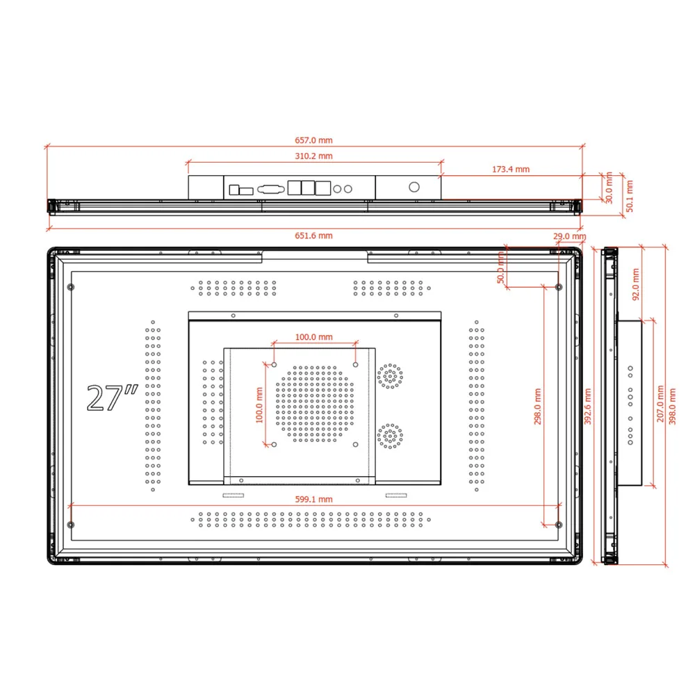 LCD display waterproof FHD capacitive or resistive 27 inch  touch monitor