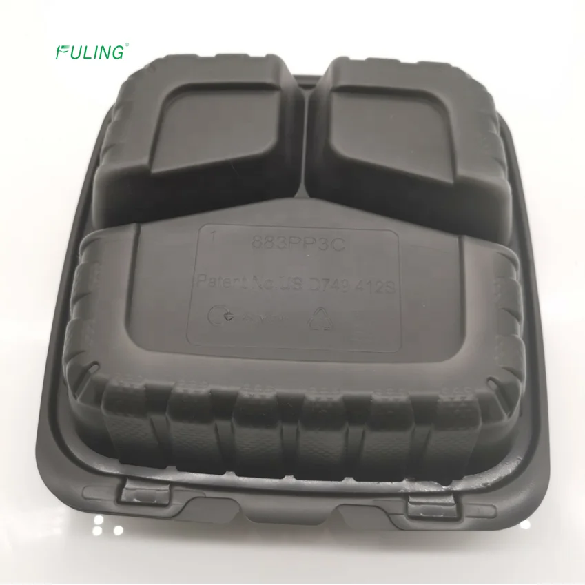 microwave safe takeaway rectangular restaurant food containers factory ,3 compartment plastic disposable food containers