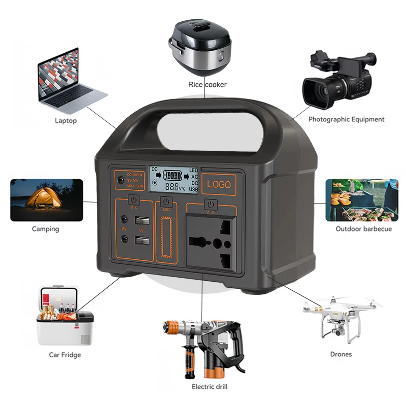 Portable 500W Battery Power Station External 110V/220V Pure Sine Wave Suitable for Outdoor Camping Supply