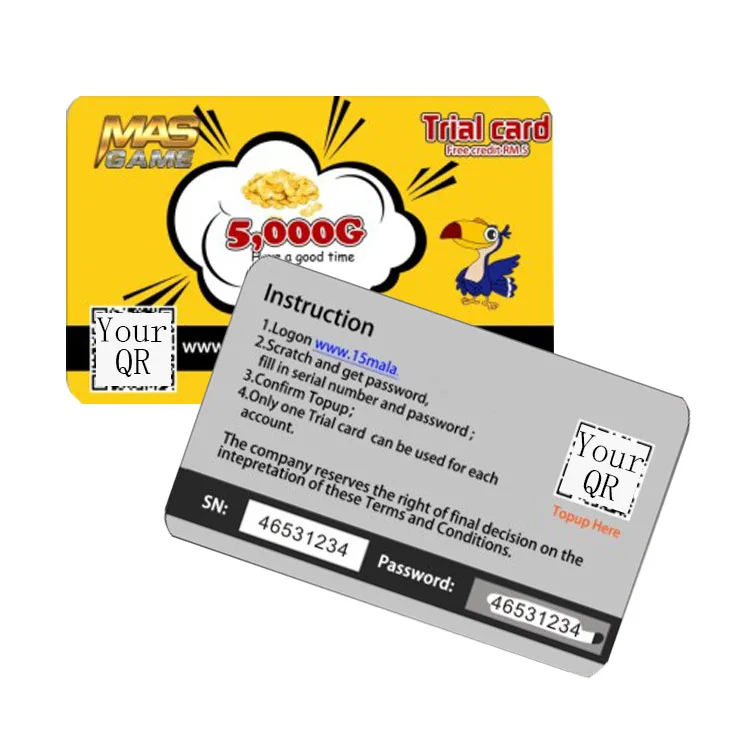 Scratch Off Pun Cards Full Color Printing PVC Plastic Gift Scratch Card