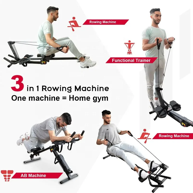 3 in 1 ab Rowing Machine Folding Core Strength Trainer Home Gym Fitness Body Training Detachable Rowing Machine Wholesale
