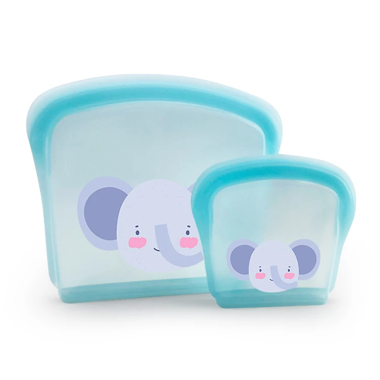 Fridge Storage Reusable Silicone Snack Bag 200ml & 800ml Platinum Silicon Bag Set for Storage