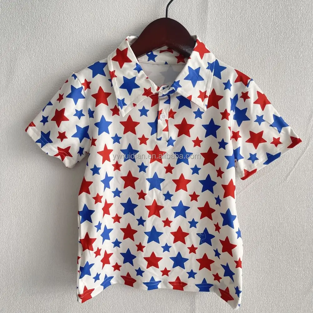 Yiwu Ruidian Boy New Design POLO Shirt Children Wholesale Kids Milk silk US pattern Pullover Shirt Girls short sleeve Shirt