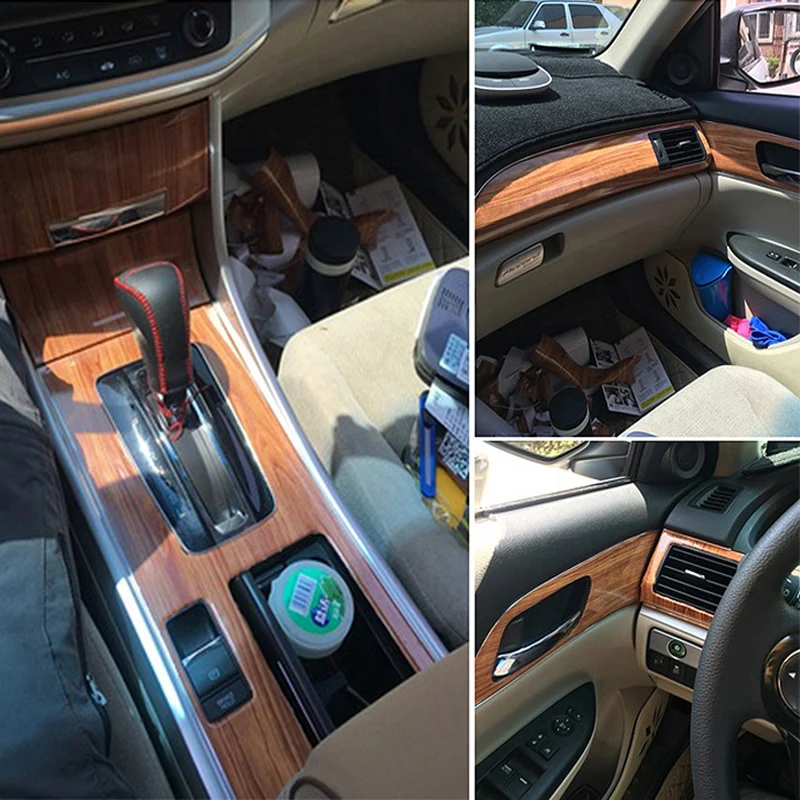 High Glossy Wood Grain Vinyl Sticker Decal Car Internal Wraps Self Adhesive DIY Film Waterproof Wrap Roll