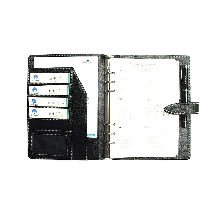 Custom business leather  Planner vintage logo Diary PU leather Notebook Multi-function Notepad series  with loose leaf