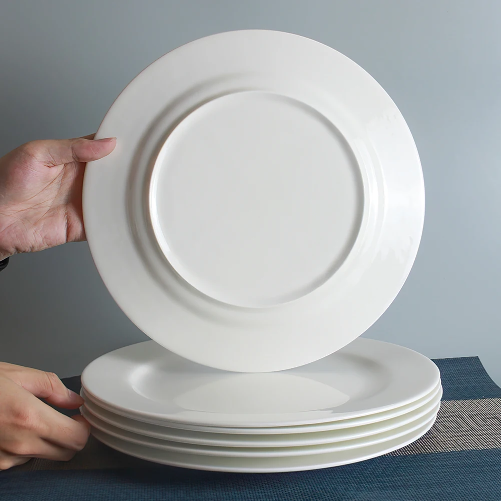 AOOSY Factory Round Fine Bone china Plates White Ceramic Flat Dinner Charger Plate Set for Hotel Wedding Wholesales Dishes