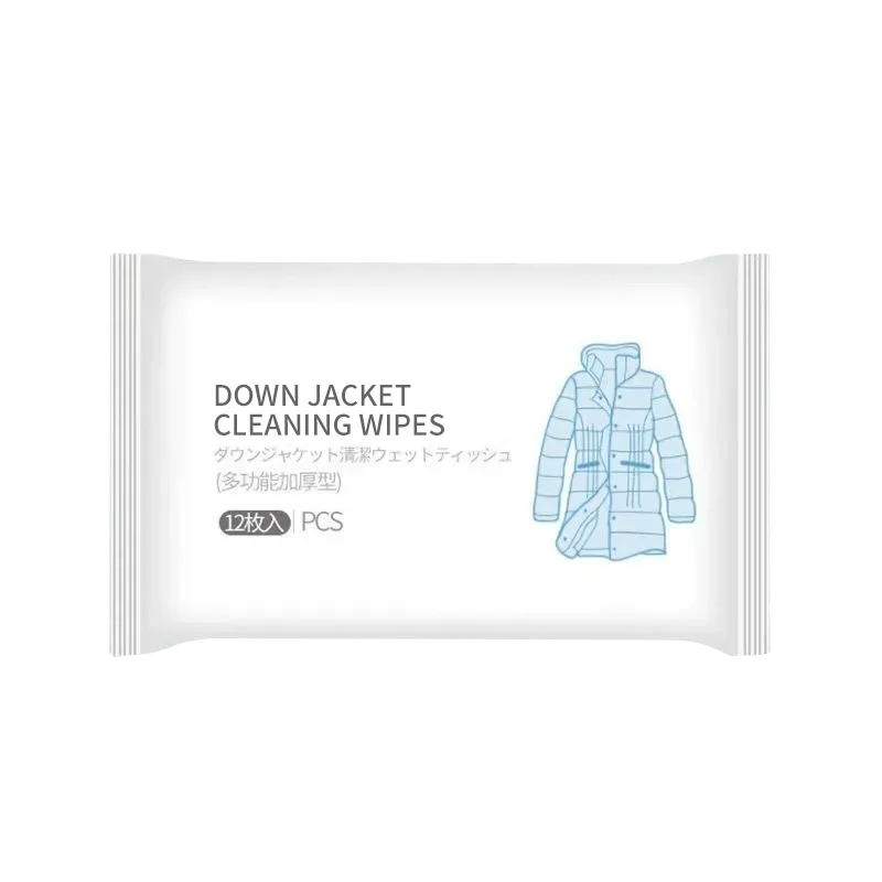 Mild and non-abrasive 12 tablets of no-wash grease removal Down Jacket cleaning wipes