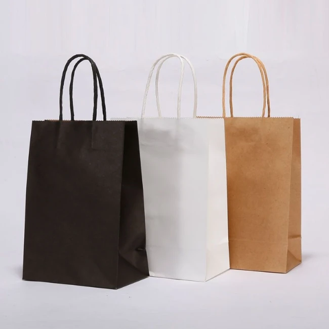 Eco Friendly Brown Paper Bags Kraft Paper Bag with Handle Wholesale Craft Custom Paper Bags with Your Own Logo for Gift Shopping