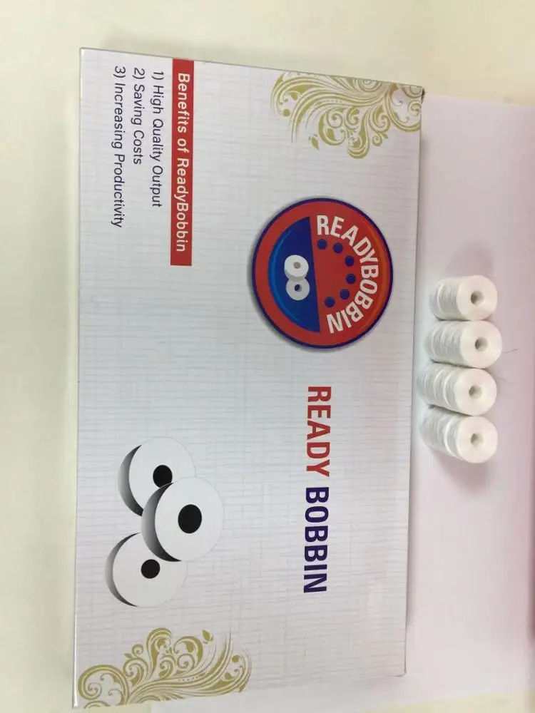 Pre-wound White Bobbin Embroidery Sewing Machine Parts (Coreless Technology DTY Ready Under Thread for
