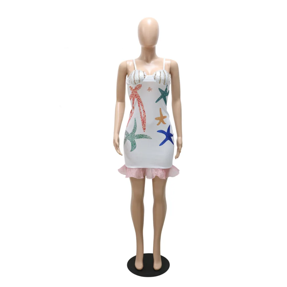 Sharee Clothing Ins Style Lace Slip Bodycon Mini Sequin Dress Sleeveless Sexy Night Club Dresses