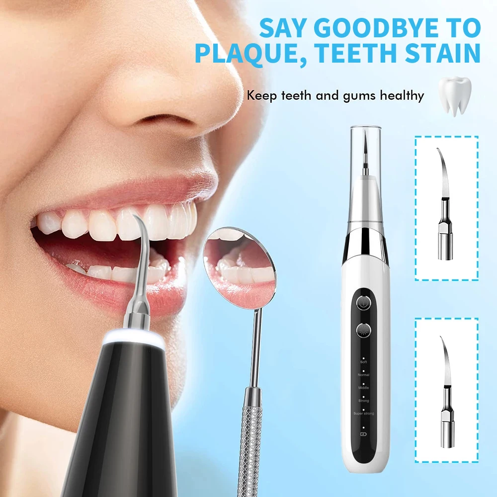 New Electric Ultrasonic Portable Remover Stains Tartar Plaque Whitening With 5 Modes 40KHZ Ultrasonic Dental Scaler