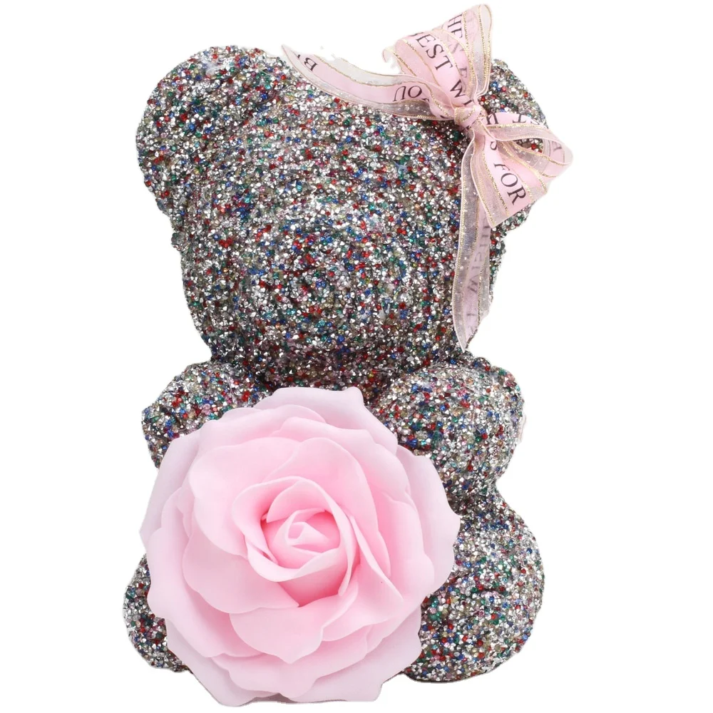 Valentine gift Sweet 25cm glitter bear rose diamond bear Pearl bear