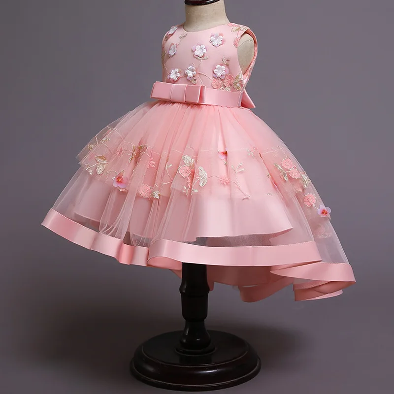 Hot Selling Embroidered Flowers pretty princess dresses Summer Sleeveless girls dresses for partygirls dresses 2-12