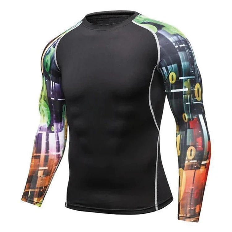 
Long Sleeve Mens mma Compression Clothing jiu jitsu rash guard Custom Bjj Rash Guard Compression Shirts 