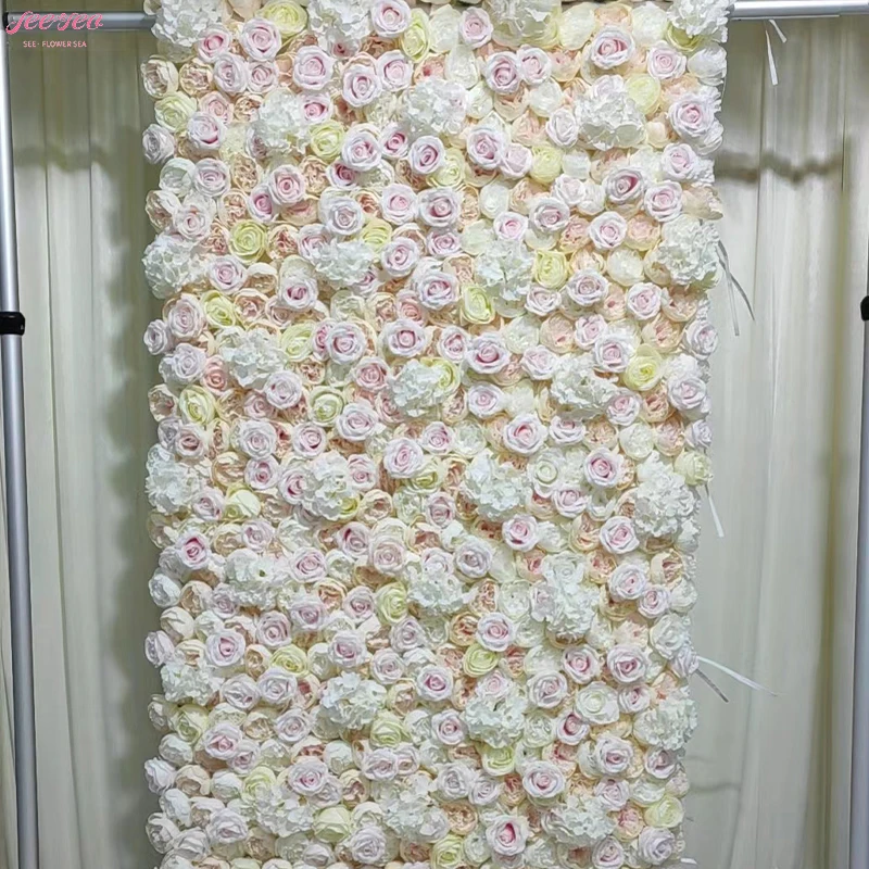 2024 New Product Ideas Wedding Rose Flower Wall Backdrop Artificial Flowers House Party Event Stage Background Decoration.