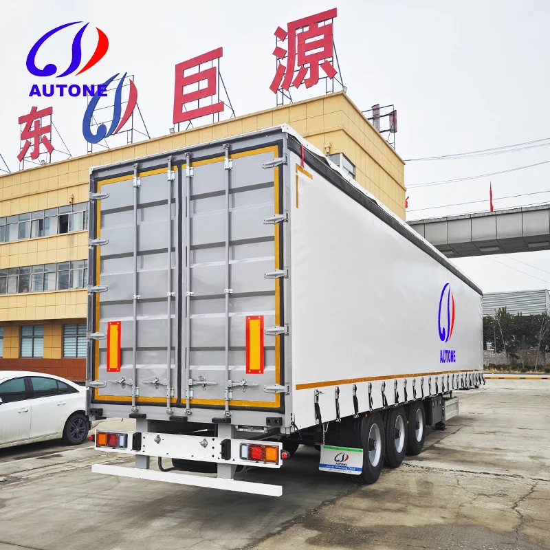 3 Axles Van Truck Trailer Enclosed Box Cargo Transport PVC Tarpaulin Sliding 45FT 40FT Curtain Side Semi Trailer