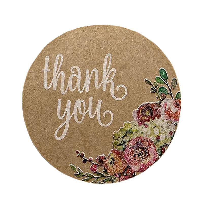 
Retail kraft paper material 1inch round label thank you stickers 