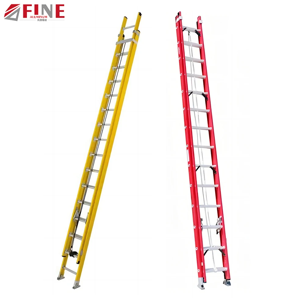 High Quality Two Section Telescopic Rope Frp Insulated Fiberglass Extension Ladder