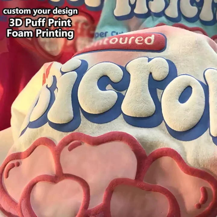 Clothing Wholesale Summer Fashion T-Shirt Customize Your Design Logo 3D Bubble PrintPuff print