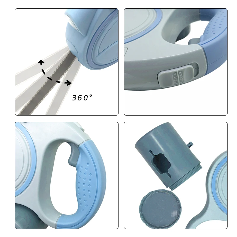 3 in 1 LED Lighting Large Dog Leash With Poop Bag Dispenser Dog Retractable Leash