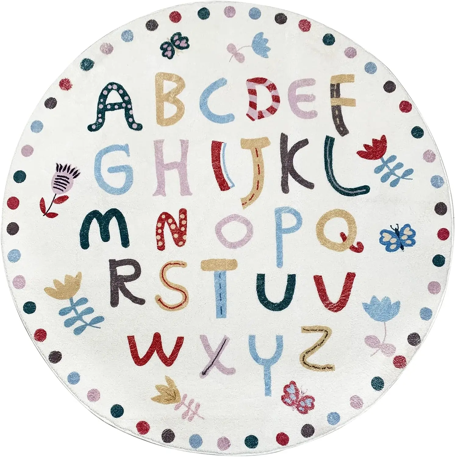 Kid Rugs Animal Play Rug Large Round Lion Play Mat Soft Alphabet Educational Area Rug Nonslip Circle Baby Crawling Mat for Boys