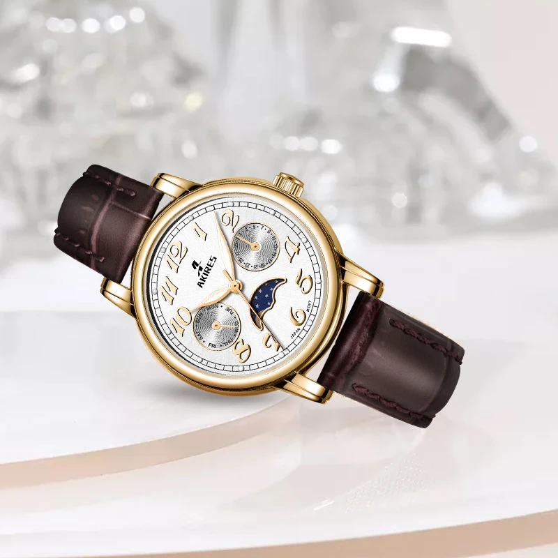 Luxury Watches Stainless Steel Leather Band Lady Quartz Waterproof Women Watches Female