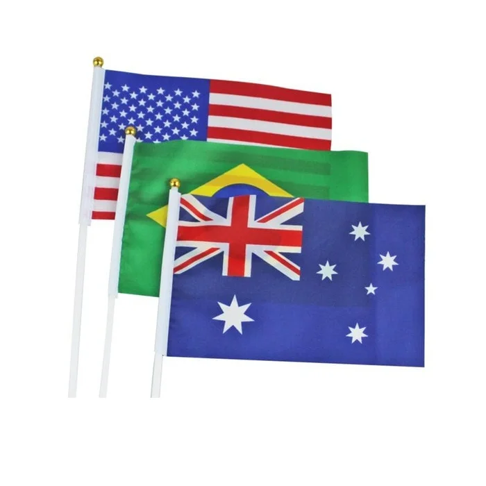 Double Sides Printed 14x21cm Hand Waving Paper Flags High Quality Cheap Custom Size Hand Held National Flag