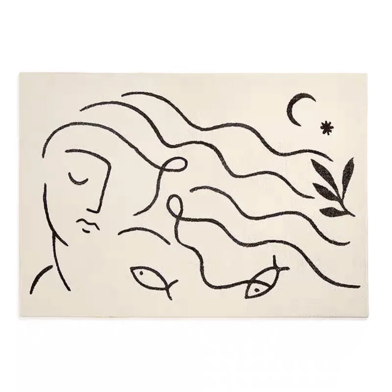 Customized Imitate wool faux silk rugs minimal carpet modern metaphysical household abstract rug