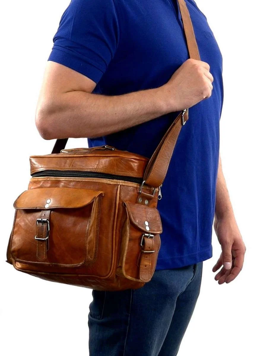 Stylish Oil Leather Dslr Camera Shoulder Carry Bag Trekking Cameras Protect Bag For Men And Women Nappa Leather Camera Bags