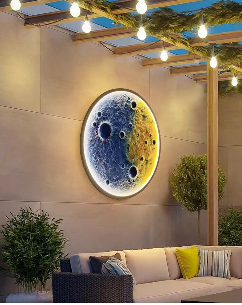 Moon Wall Lamp Modelling Meteor Crater Villa Courtyard Garden Light 3D Three-dimensional Moon Wall Lamp Decoration