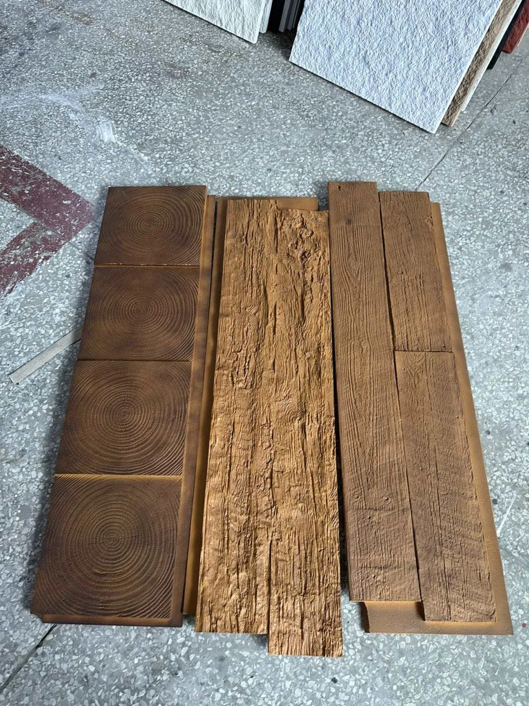 Light weight easy installation PU faux wood 3d wall panel Polyurethane artificial stone sea rot wood veneer for outdoor use