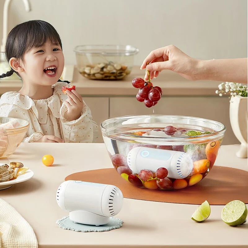 Customize Portable Dual-head Fruit and Vegetable Washing Rechargeable Wireless Food Cleaner for Rice Tableware Meat