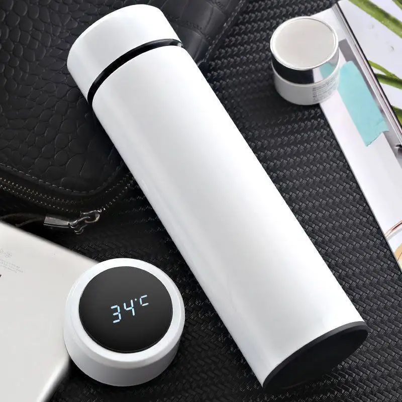Smart Digital 500ml Stainless Steel Vacuum Flask Modern LED Termo 2 in 1-Keeps Cold Heat Thermal Water Bottle