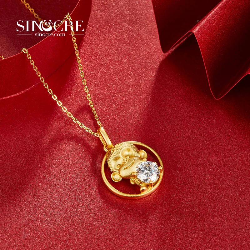 SINOCRE Bulk Monkey Allah Pendant Gold Minimalist Moissanite 18K Cuban Chain Twelve Zodiac Signs Animals