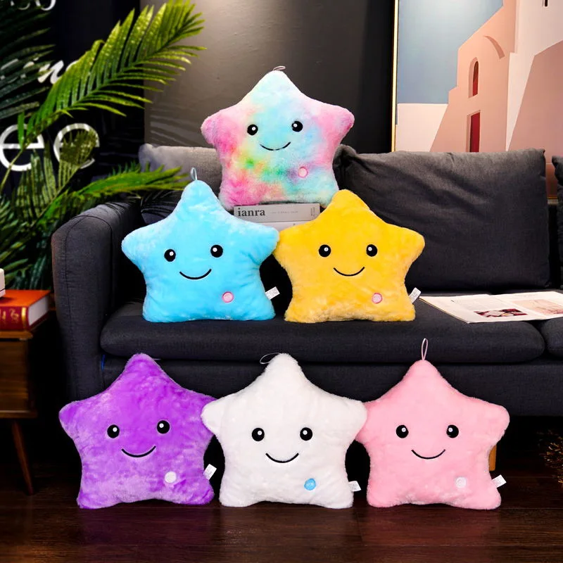 Creative LED Flash Multi Colour Soft Star Stuffed Star Shaped Pillow LED Light up Star Toy