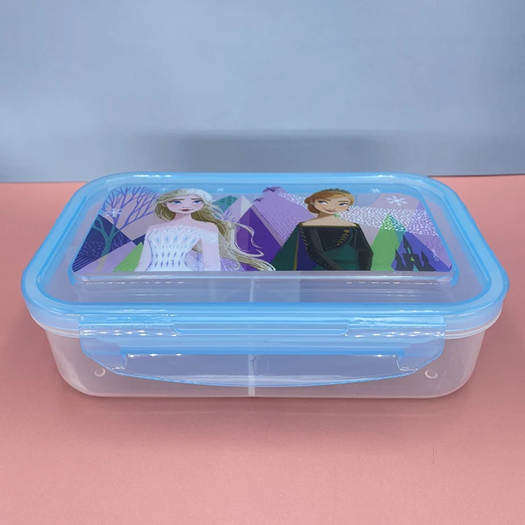 Food Grade Pp Material Dinnerware Sets Cartoon Printing Transparent Food Container School Lunch Bento Box For Kids