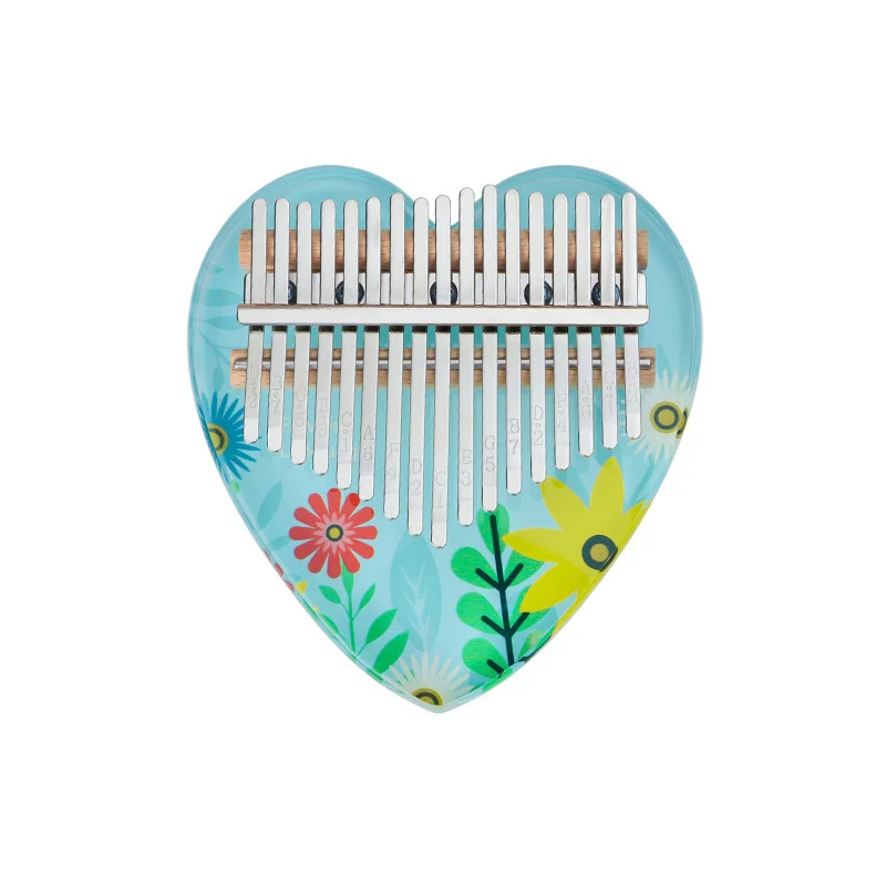 17-Tone Painted Crystal Thumb Piano Flower Heart Finger Piano Mini Kalimba African Instrument