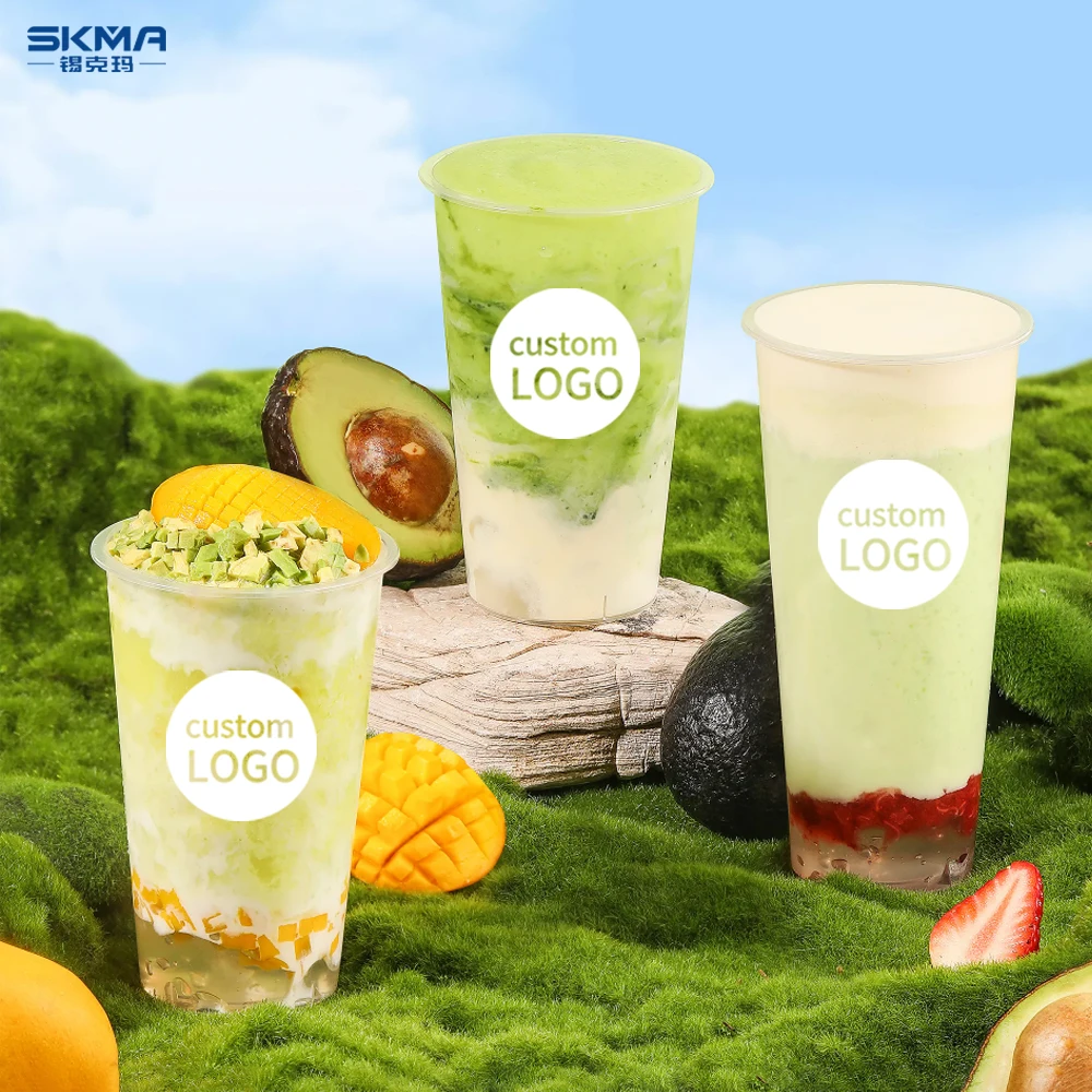 Custom Logo Disposable Transparent Plastic Cups 500ml 700ml PET PP Material Single Wall Bubble Tea Juice Coffee Milk Packaging