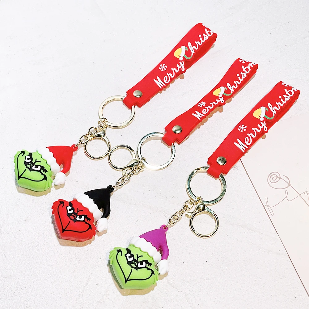 3D мягкий резиновый брелок Рождественский пятно зеленый монстр Гринч косплей костюм Санта маленькие подарки ПВХ