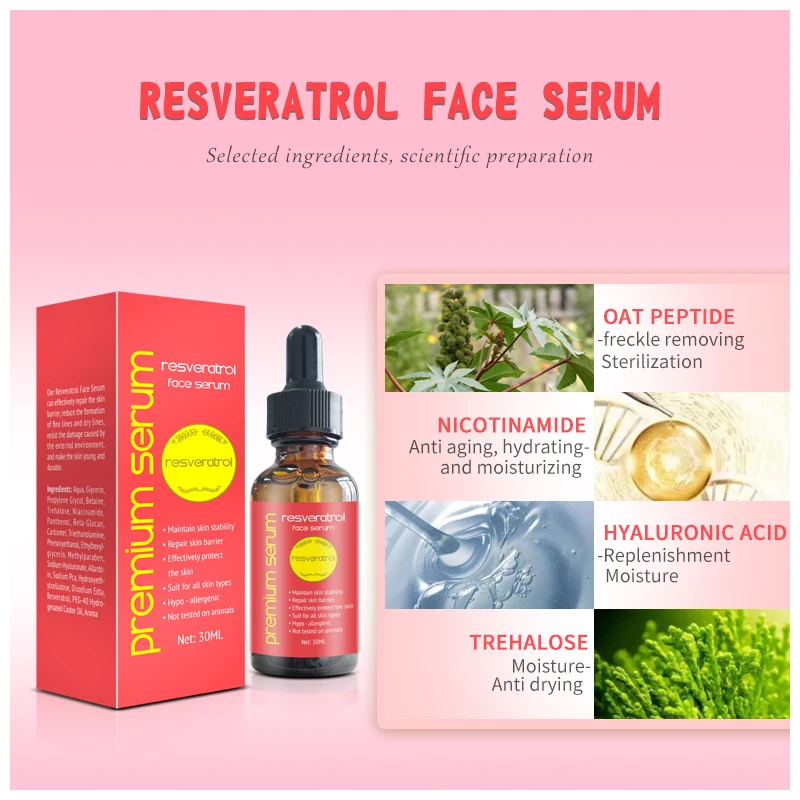 Private Label Antioxidant Resveratrol Face Serum
