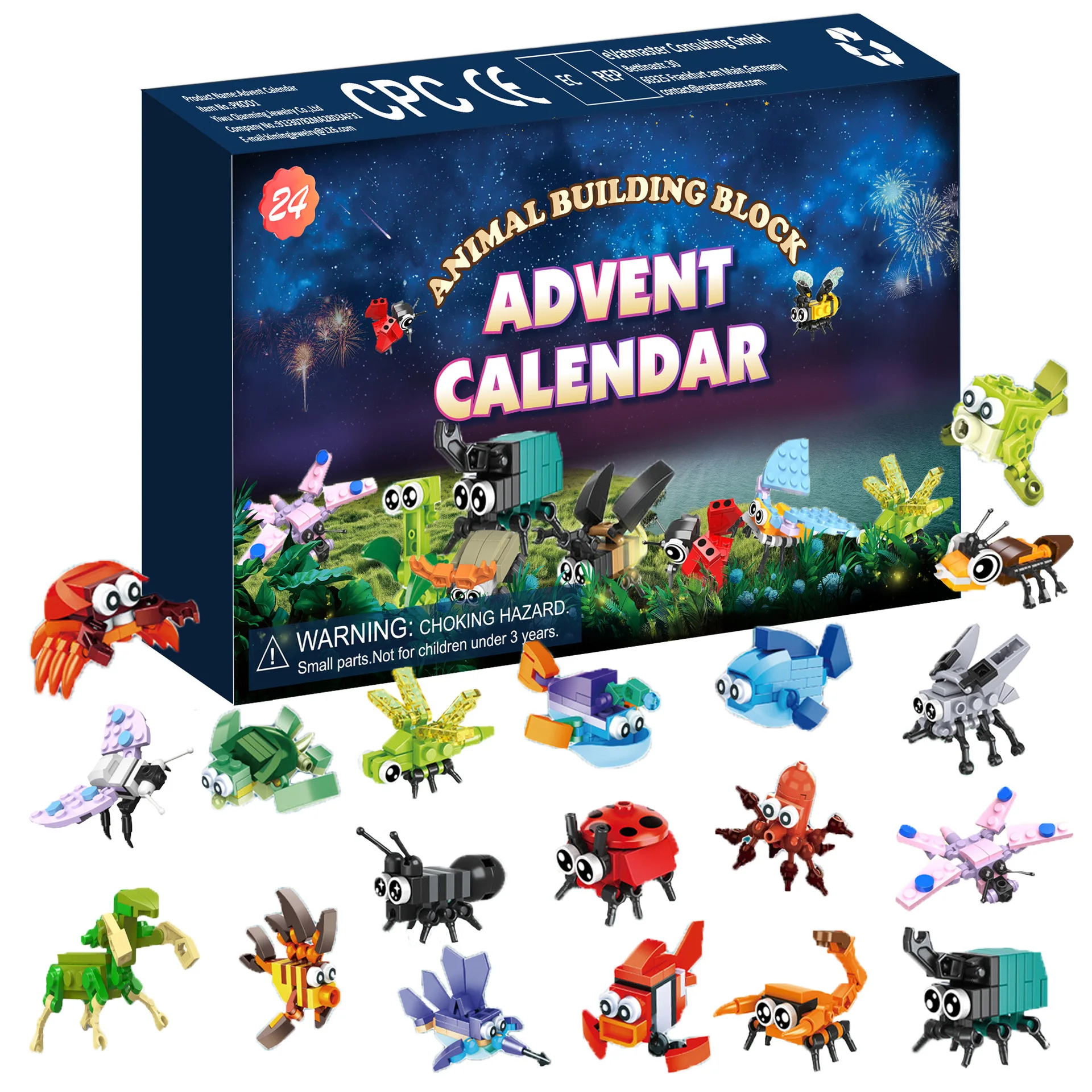 24 Types Insects Building Blocks Animal figures Advent Calendar  Cartoon Action Figures Advent Box Christmas Gift