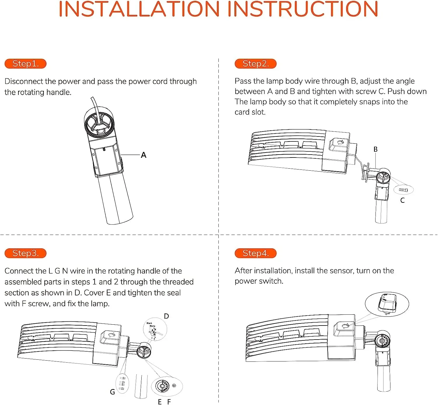 JJC LED Street Lights 50W LED Parking Lot Light 18500LM 125LM/W LED Street Lighting with Dusk to Dawn Photocell Sensor 5000K