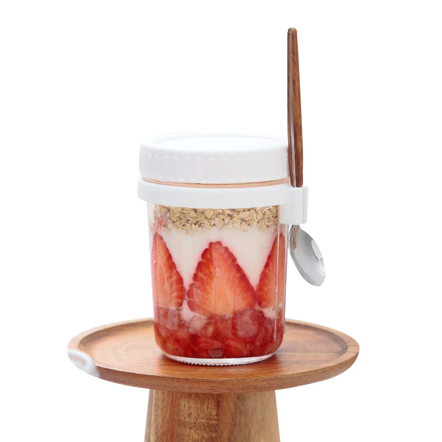 Good Sealing Wide Mouth High-temperature Refining yogurt Oatmeal Glass Canning With Measurement Marks