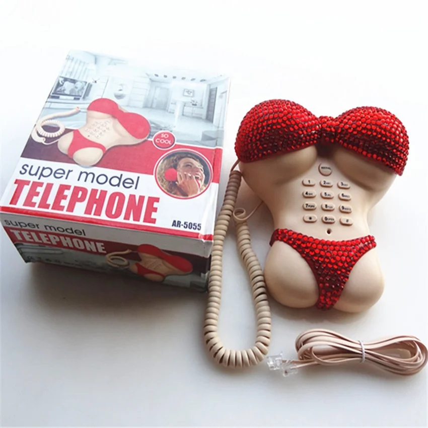 Креативный стационарный телефон в форме бикини с красной гарнитурой, проводной телефон с кнопками, украшение для дома и спальни
