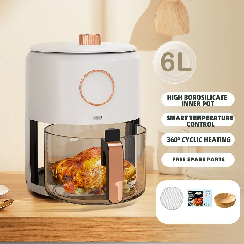 Official Logistics Support 5L Air Fryer Ovens 360 Cycle Heating Air Fryer With Visible Cooking Window Single Pot
