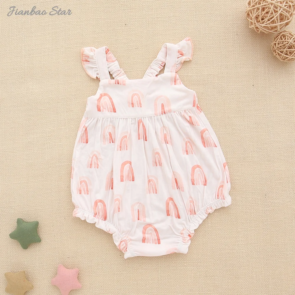 Supper soft bamboo baby clothes newborn baby 0-3 months romper flutter sleeves  bamboo bubble romper for girls and boys