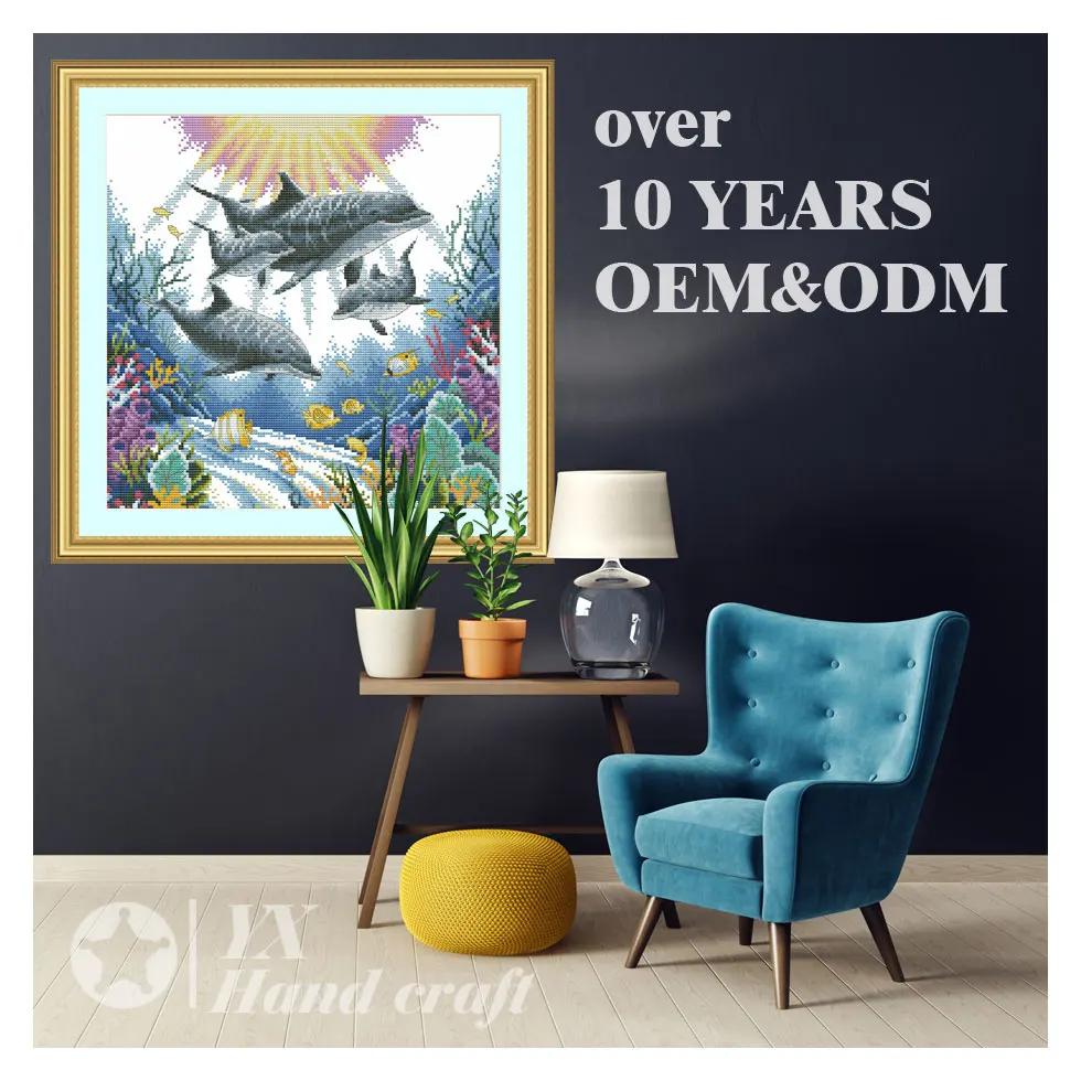 2022 Top Quality Needlework printed cross stitch colorful Europe scenery cross stitch kits