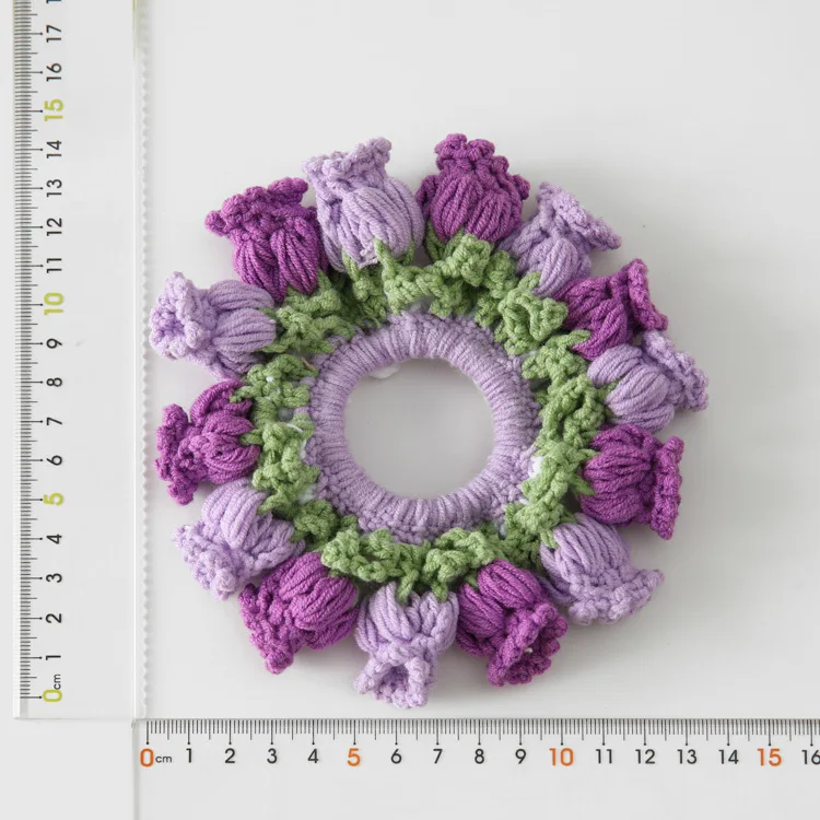 New designer sweet hand-made braided scrunchie beautiful knitted flower hair scrunchie